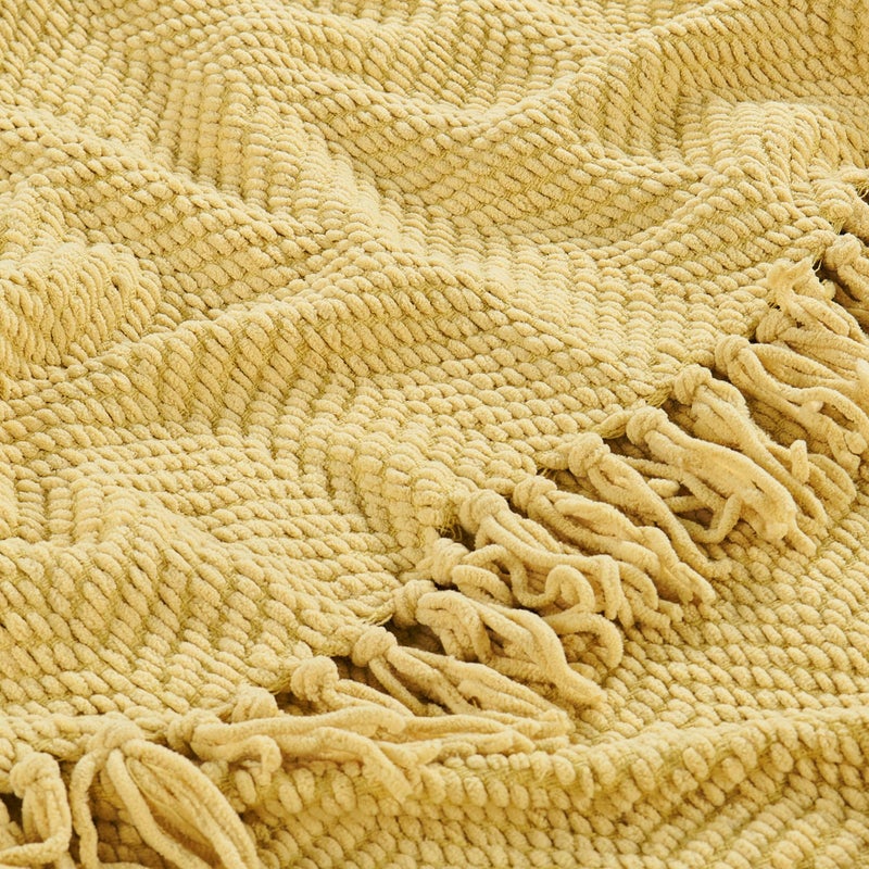 Home Soft Things Yellow Throw Blanket Knitted Tweed Throw 60'' x 80'', Jojoba Yellow, Super Soft Cozy Warm Comfortable Breathable Throw for Living Room Chair Couch Bed Sofa Bedroom Home DÃ©cor - Image 5